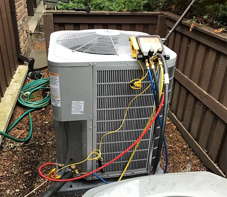 An air conditioner under repair