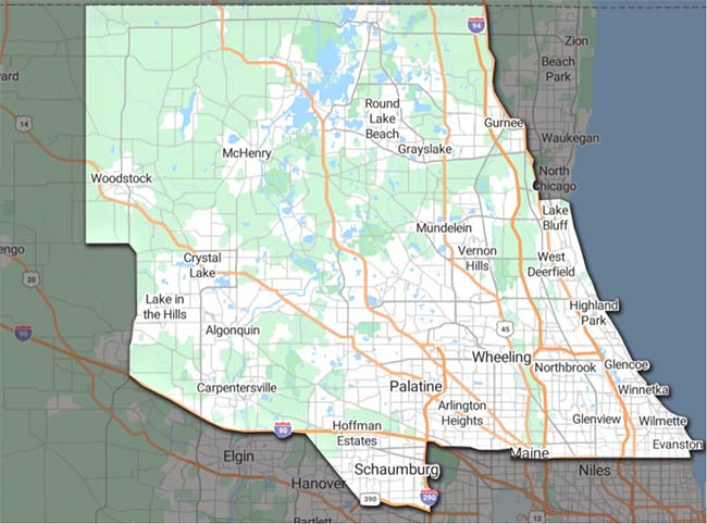 A map of Graystone Comfort's HVAC service area