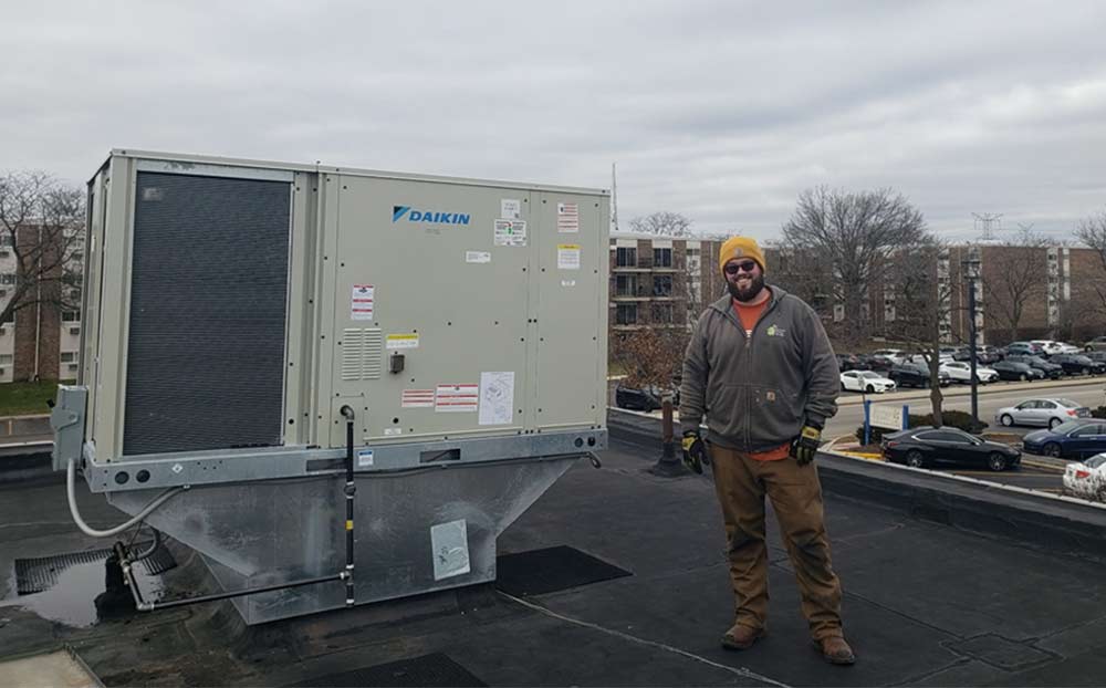 A commercial air conditioner unit on a roof